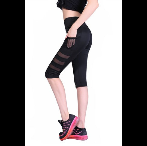 helisopus women in quick drying high waist pants pocket, elastic mesh sports leisure fitness that hot pants leggings