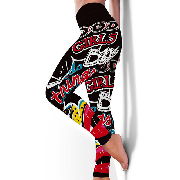 New Fitness High Elasticity Sweat-Absorbent Digital Printing Flower Butterfly Leggings High Waist Slim Yoga Pants Leggings Women