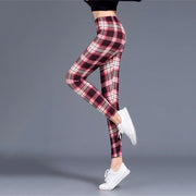 Plaid Leggings Women Sexy Pants Push Up Leggings Fashion F