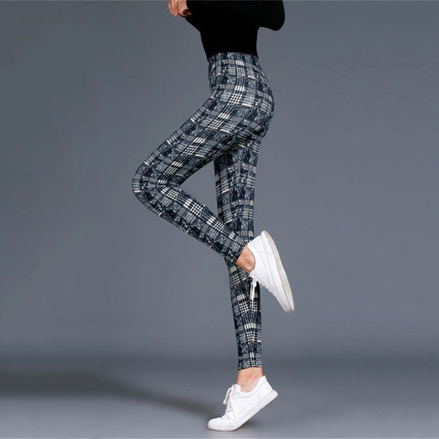 Plaid Leggings Women Sexy Pants Push Up Leggings Fashion F