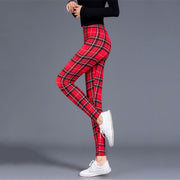 Plaid Leggings Women Sexy Pants Push Up Leggings Fashion F